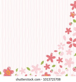Cherry blossoms of handwriting style.vector frame.