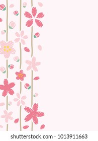 Flores de cerezo de estilo de escritura a mano.marco vectorial.