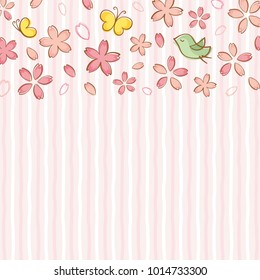 Cherry blossoms of handwriting style.vector frame.