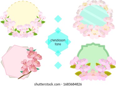 Cherry blossoms illustration frame material set