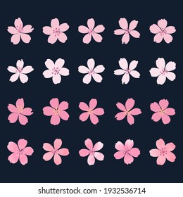 Cherry blossoms illustration materials set