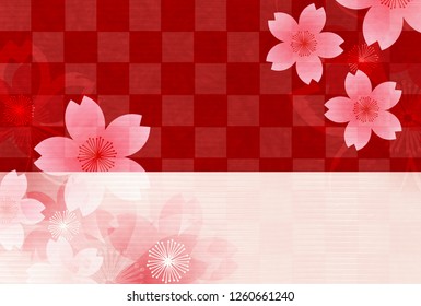 Cherry Blossoms Japanese paper New Year card background
