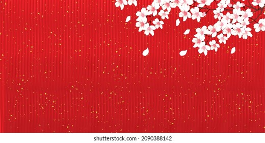 Cherry blossoms Japanese paper spring background 