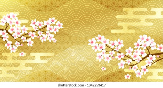 Cherry Blossoms Japanese pattern  background