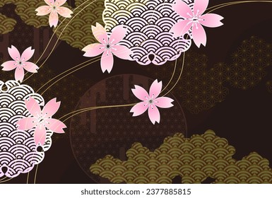 Cherry Blossoms Japanese Pattern Background