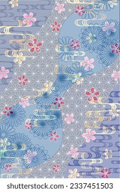 Cherry Blossoms Japanese Pattern Nengajo Background