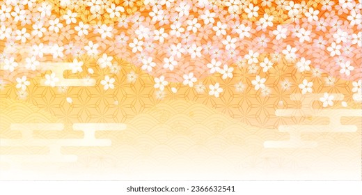 Cherry Blossoms Japanese Pattern Nengajo Background