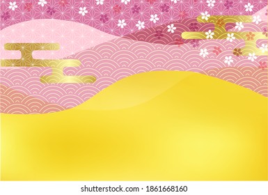 Flores de cerezo Patrón japonés Fondo de tarjeta de Año Nuevo