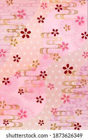 Cherry Blossoms Japanese pattern New Year's card background