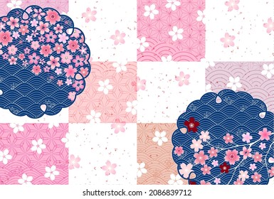 Cherry blossoms Japanese pattern spring background 
