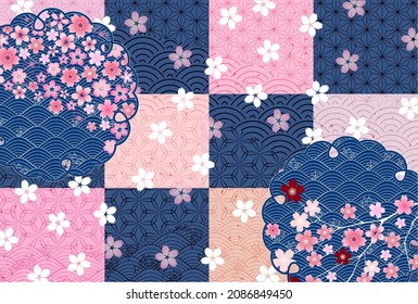 Kirschblüten Japanisches Muster Frühlingshintergrund 