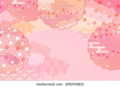 Cherry blossoms Japanese pattern spring background 