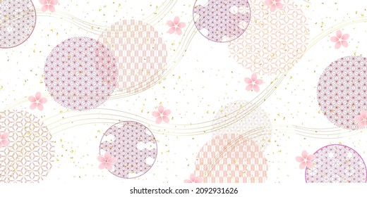Cherry blossoms Japanese pattern spring background 