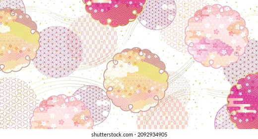 Cherry blossoms Japanese pattern spring background 