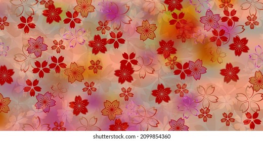Cherry blossoms Japanese pattern spring background 