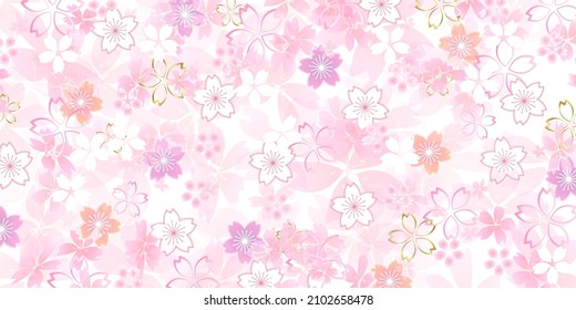 Cherry blossoms Japanese pattern spring background 