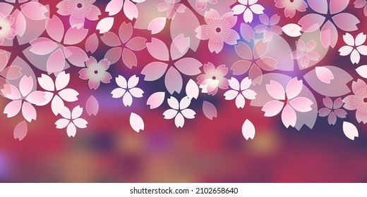 Cherry blossoms Japanese pattern spring background 