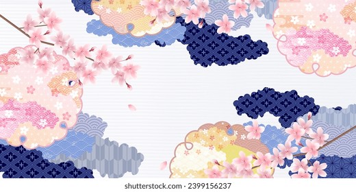 Florecimiento del cerezo Fondo de primavera del patrón japonés