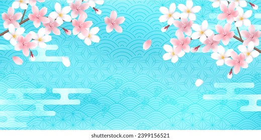 Florecimiento del cerezo Fondo de primavera del patrón japonés