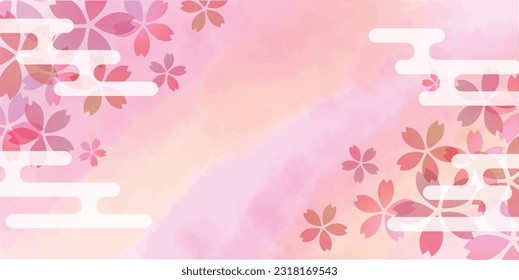 Cherry Blossoms Japanese Pattern Watercolor Background