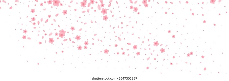 Flores de Cereja Padrão Japonês Aquarela Fundo de flor cheia na primavera flutuando no vento em um fundo branco

