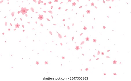 Flores de Cereja Padrão Japonês Aquarela Fundo de flor cheia na primavera flutuando no vento em um fundo branco

