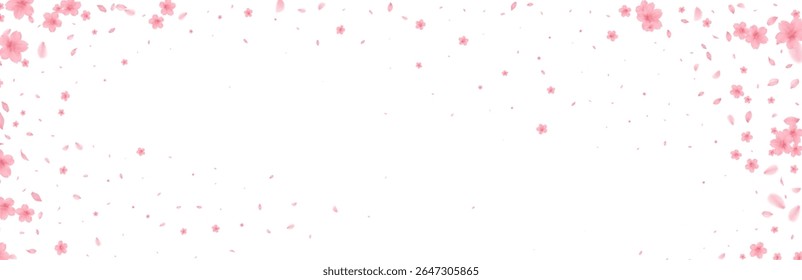 Flores de Cereja Padrão Japonês Aquarela Fundo de flor cheia na primavera flutuando no vento em um fundo branco

