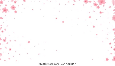 Flores de Cereja Padrão Japonês Aquarela Fundo de flor cheia na primavera flutuando no vento em um fundo branco

