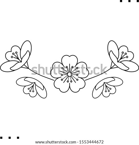 Cherry blossoms line art icon.  Black  aesthetic contour  