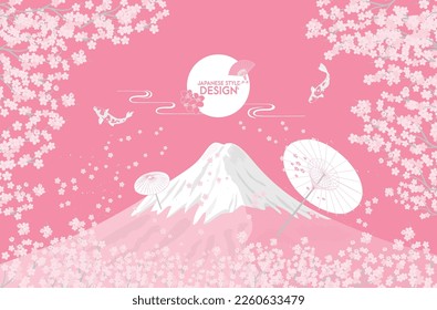cherry blossoms with mountain fuji background design