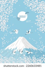 cherry blossoms with mountain fuji background design