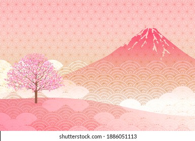 Cherry blossoms Mt. Fuji spring background