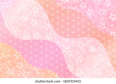 Cherry Blossoms New Year's card Japanese pattern background