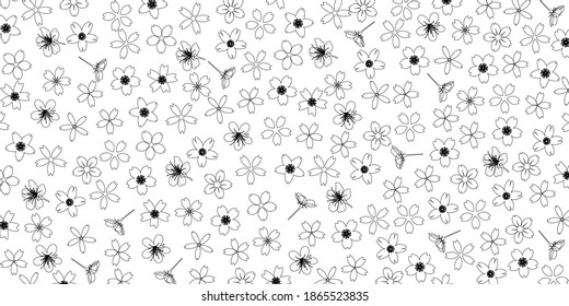 Cherry Blossoms New Year's card Japanese pattern background