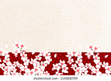 Cherry Blossoms New Year's cards Japanese paper background