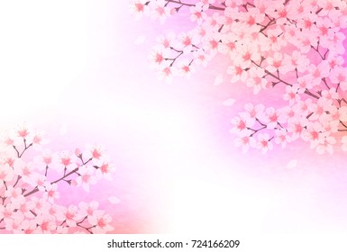 Cherry blossoms New Year's cards Japanese paper background