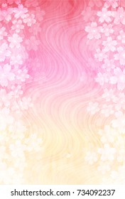 Cherry blossoms New Year's cards Japanese paper background