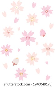 Cherry blossoms, petals and buds icon set