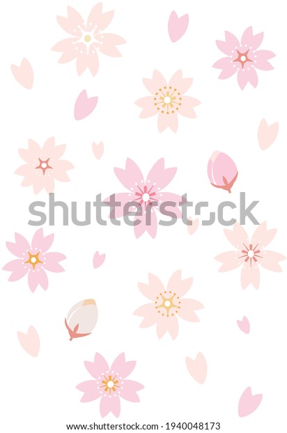 Cherry blossoms,\
petals and buds icon\
set