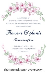 Cherry blossoms and plants Frame template