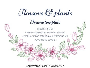 Cherry blossoms and plants Frame template