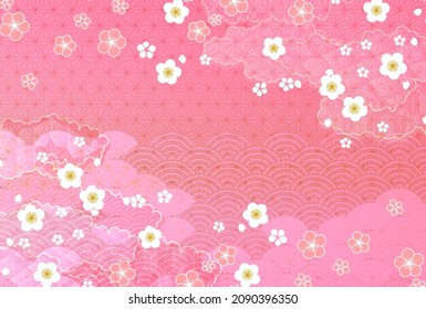 Cherry blossoms Plum Japanese pattern background 