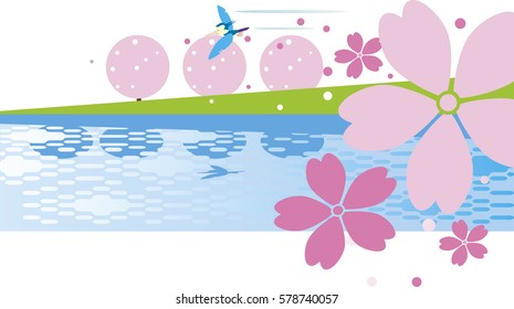 桜 土手 のイラスト素材 画像 ベクター画像 Shutterstock