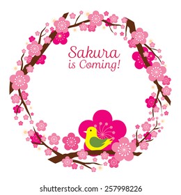 Cherry Blossoms or Sakura flowers Wreath