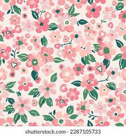 Cherry blossoms, sakura tree, seamless watercolor pattern. Vector illustration, ready to print. It can be used for wallpaper decoration, textile design.