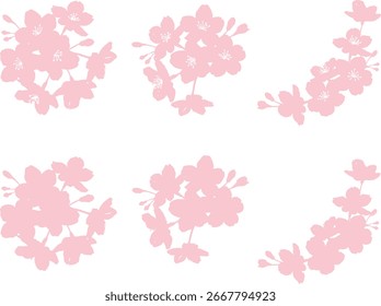 Conjunto de ilustração de vetor de silhueta de flores de cereja