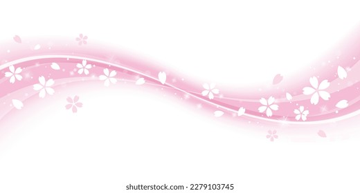 Cherry blossoms and smooth wave background, vector illustration