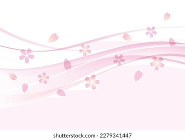 Cherry blossoms and smooth wave background, vector illustration