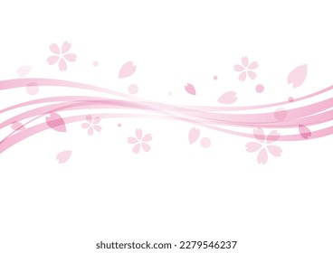 Cherry blossoms and smooth wave background, vector illustration