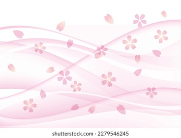 Cherry blossoms and smooth wave background, vector illustration